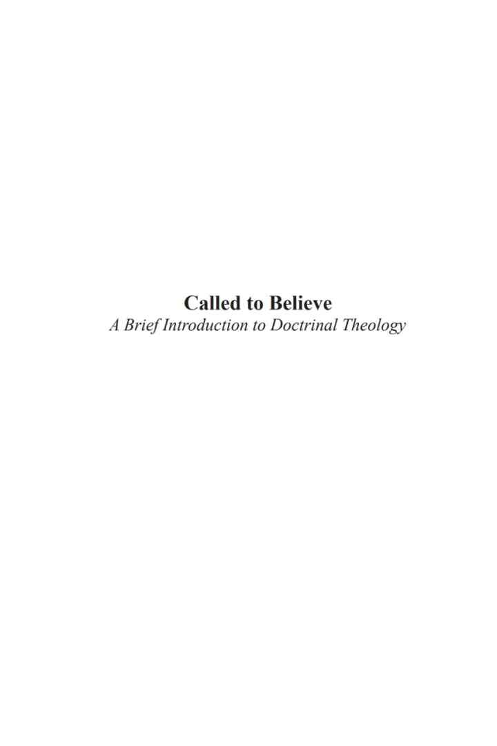 Called to Believe: A Brief Introduction to Christian Doctrine