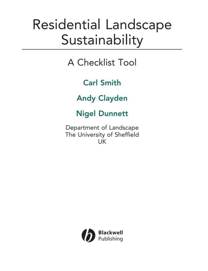 Residential Landscape Sustainability: A Checklist Tool: A Checklist Tool, 1st Edition