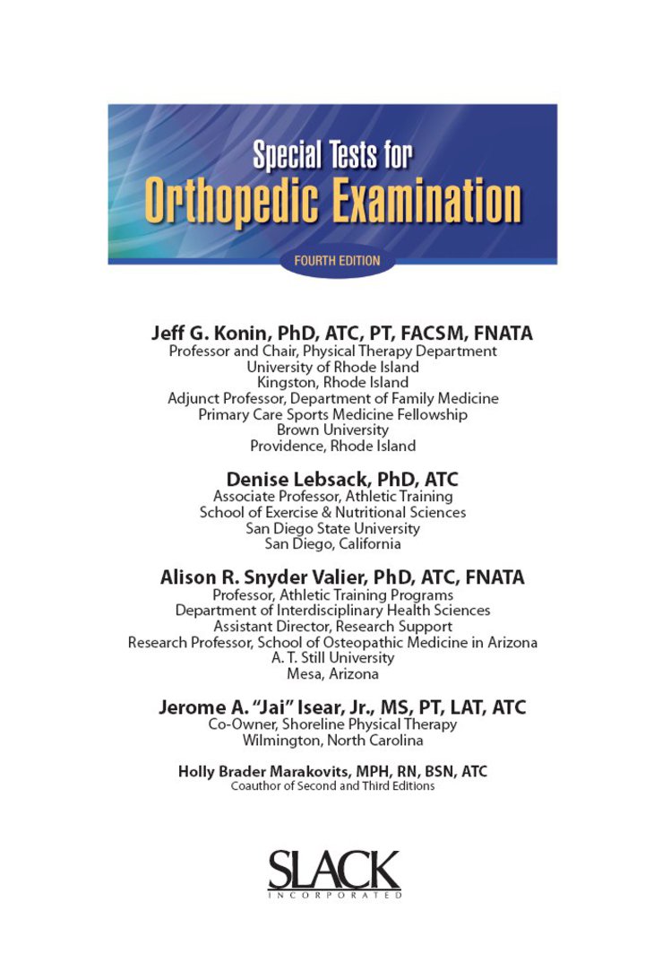 Special Tests for Orthopedic Examination